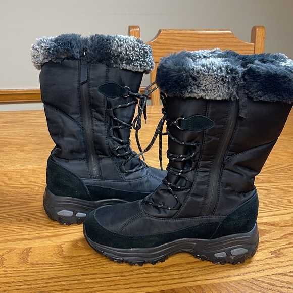 Skechers Black Tall Snow Boots Size 7 - Picture 5 of 7